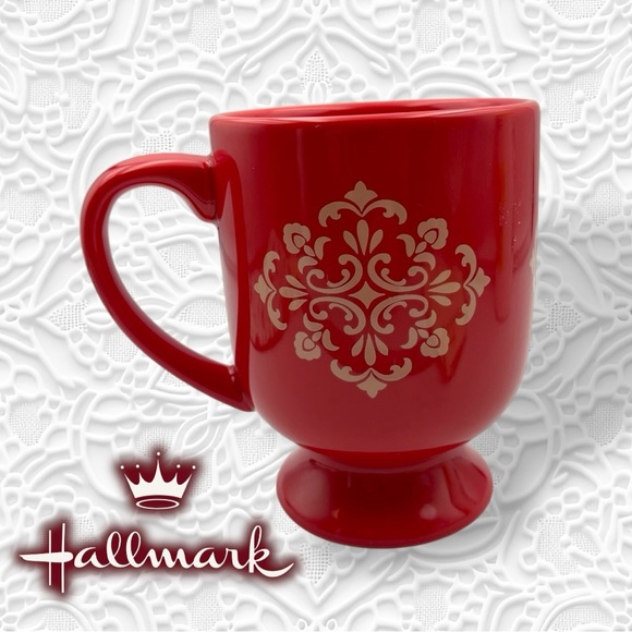 HALLMARK Ornate Floral Pedestal Red Mug - Picture 1 of 12
